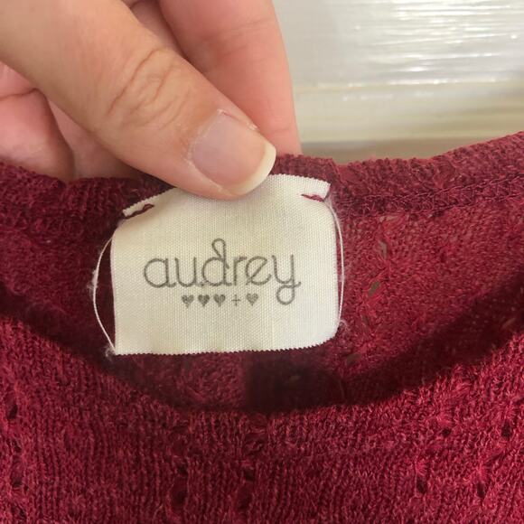 Audrey Burgundy Pointelle Knit Cropped Cami Tank Top Medium Y2K Festival - Picture 4 of 6